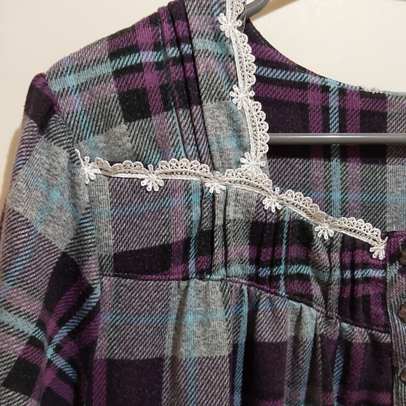 🌺 Vintage Plaid Flannel Nightgown/Housedress/Loungewear - Picture 2 of 10